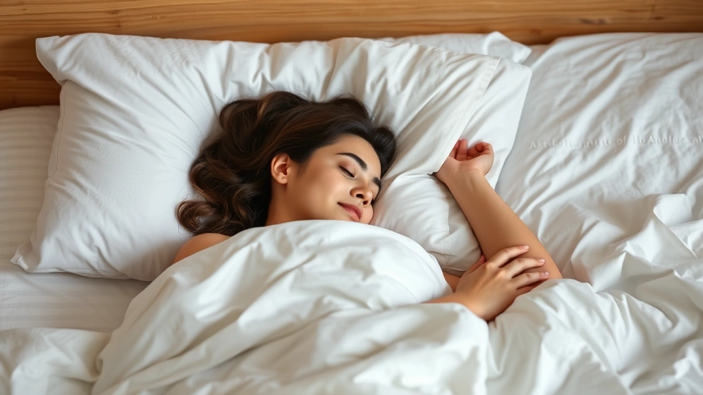 Person sleeping peacefully in comfortable bed with white linens, representing sleep as wellness component