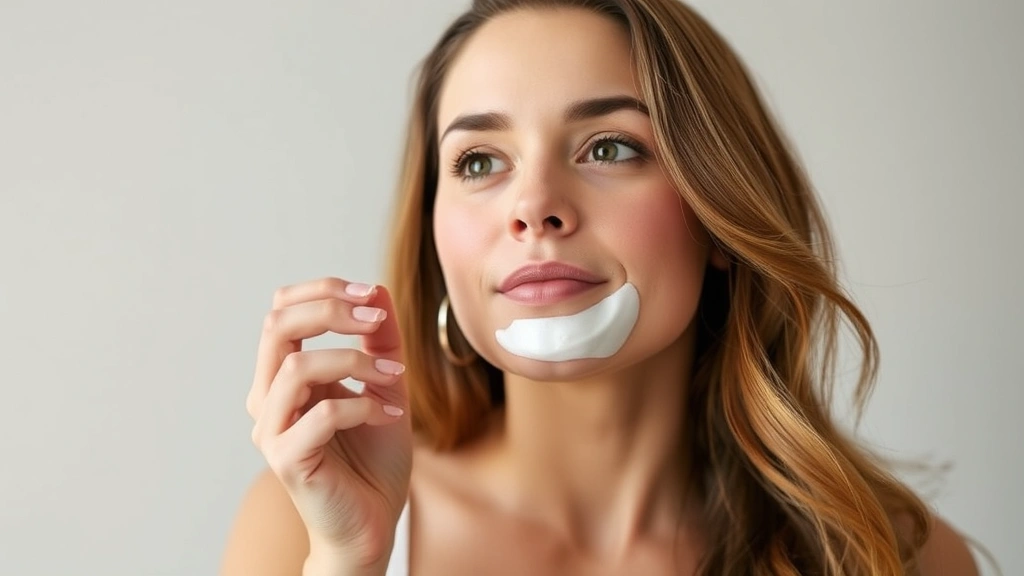 Person applying moisturizer to face, demonstrating skincare routine during weight loss, soft natural lighting, wellness-focused
