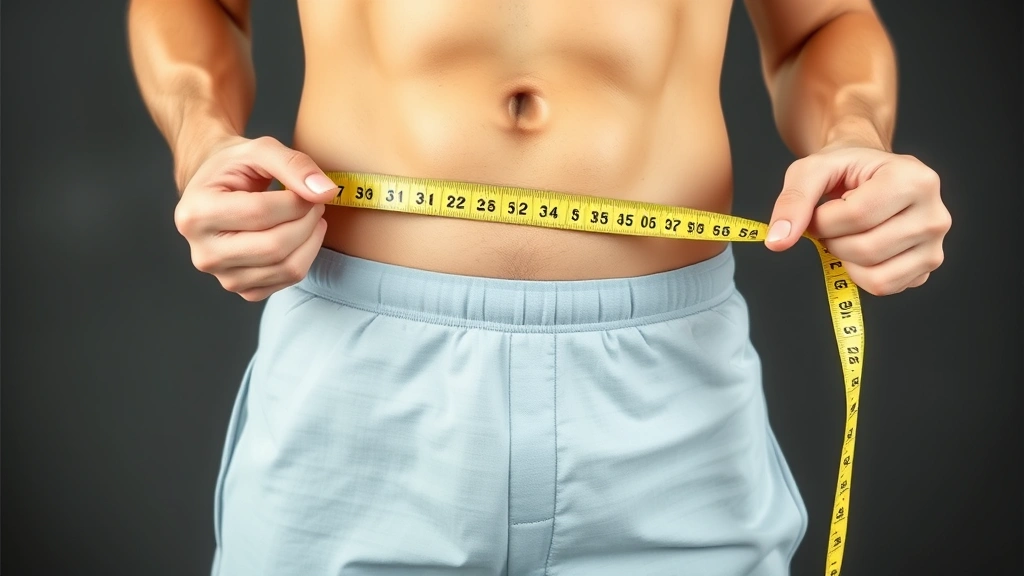 Fit person measuring body composition with tape measure, positive expression, wellness focused, no numbers visible