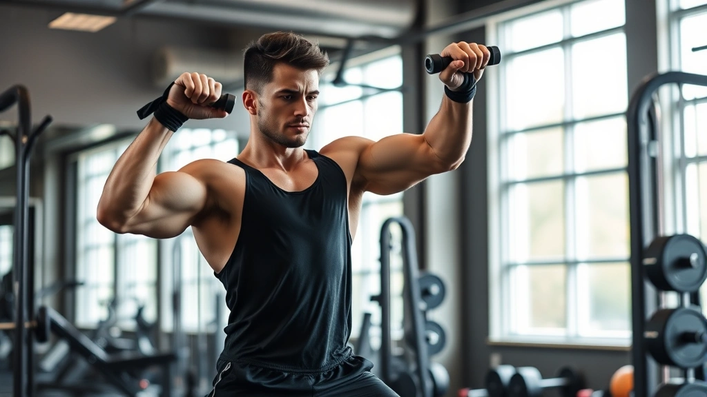 Professional athlete in gym performing compound resistance exercise with focused intensity, strong athletic build, modern training facility, proper form demonstration, natural lighting