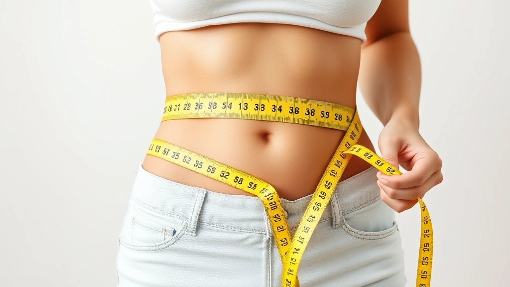 Fit individual measuring waist with tape measure after successful weight loss transformation, showing progress in health journey with genuine happiness