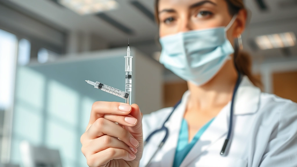 Woman holding Trulicity injection pen, modern medical setting, natural lighting, professional healthcare environment, focused expression