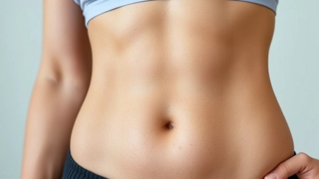Close-up of a fit person's midsection showing visible abdominal definition and toned muscles, representing physical progress and transformation achievement
