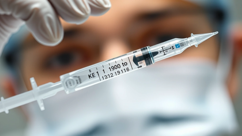 Close-up of weekly injectable medication pen being held by healthcare professional in sterile medical environment, showing precision and safety, soft clinical lighting