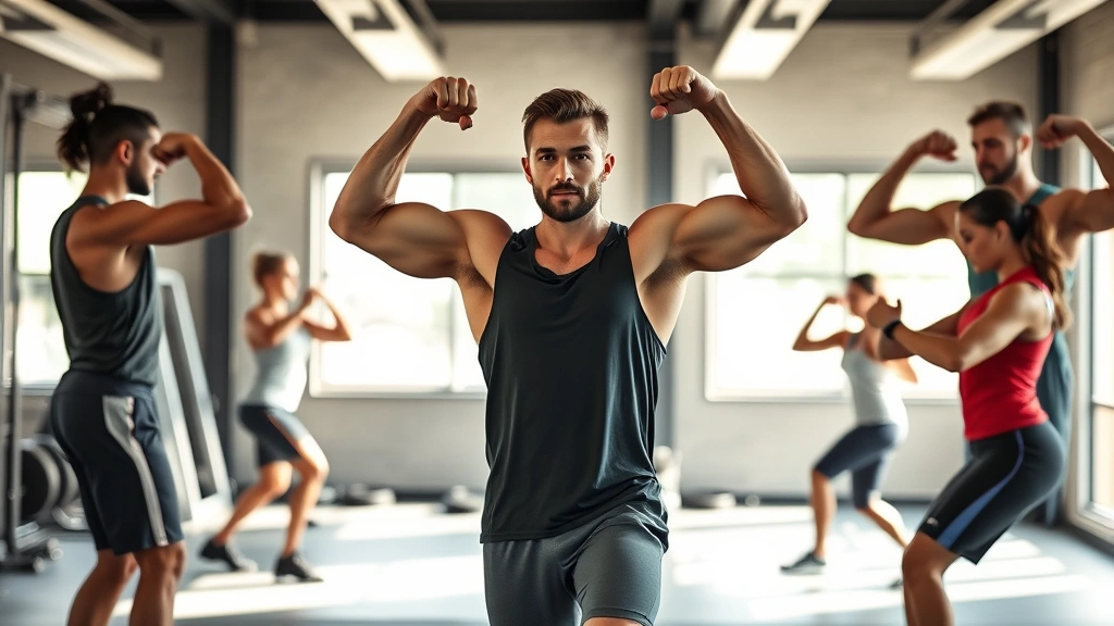 Active individual performing resistance training in gym with proper form, natural daylight, confident posture, diverse representation showing strength and health