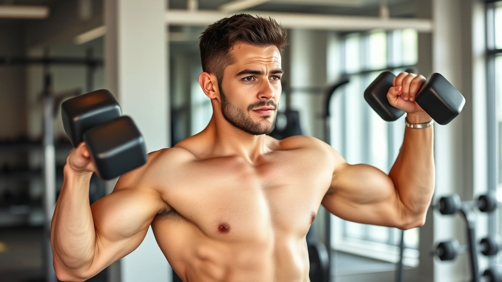Person doing resistance training with dumbbells in modern gym, focused expression, strength training during weight loss journey, wellness and health emphasis