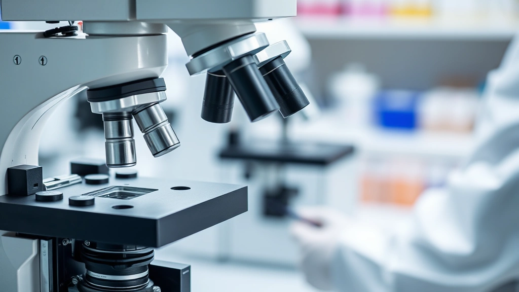 Clinical research lab setting showing brown adipose tissue samples under microscope with scientific equipment, educational health science imagery
