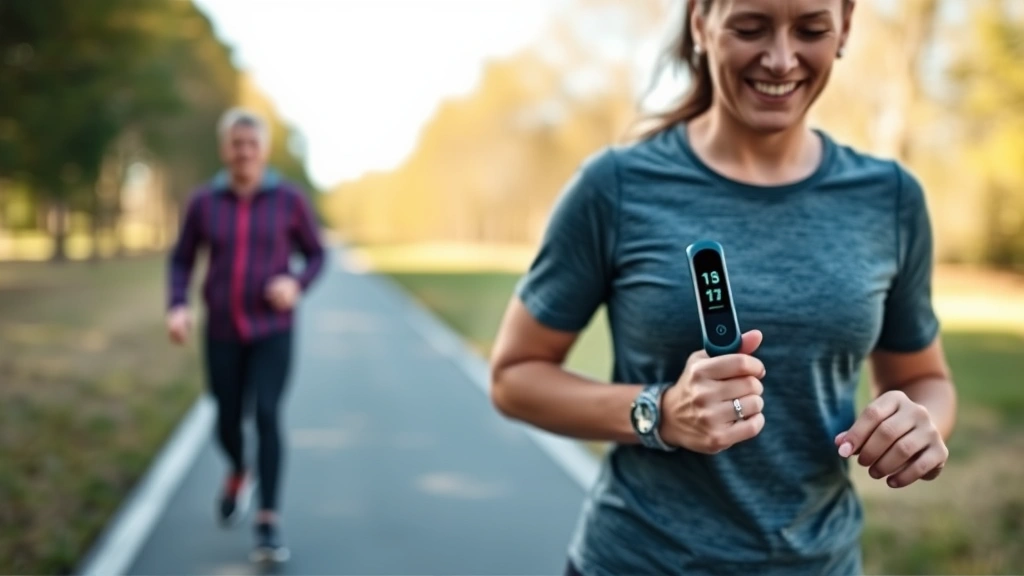 Fit person checking fitness tracker during outdoor walking, showing real-world application of berberine combined with exercise and lifestyle changes for weight management